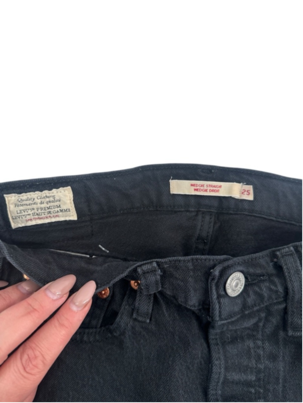 Levi's Wedgie Straight Denim Jeans black 90's y2k sz 25 - Picture 5 of 8